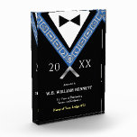 Acrylic Masonic Awards | Freemason Jewels Plaque<br><div class="desc">Personalized masonic awards and plaques created on a high quality, crystal glass-like acrylic block. Customize these freemason awards with your very own text, and edit other graphic elements, such as color and font style. The unique freemasonry design depicts lodge officer jewels over a modern black and white tuxedo and bow...</div>