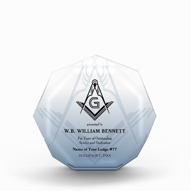 Acrylic Masonic Awards | Freemason Plaques (Front)