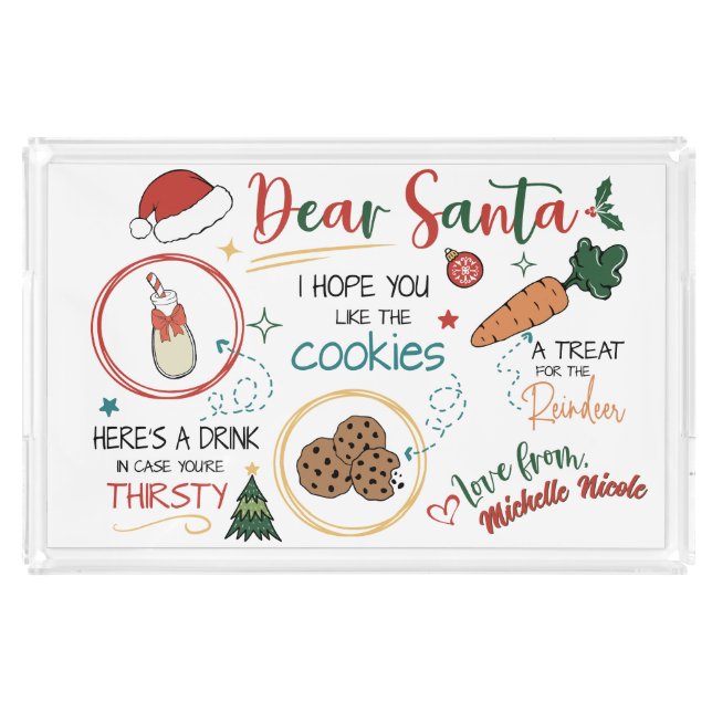 Acrylic Milk and Cookies Tray for Santa (Front)