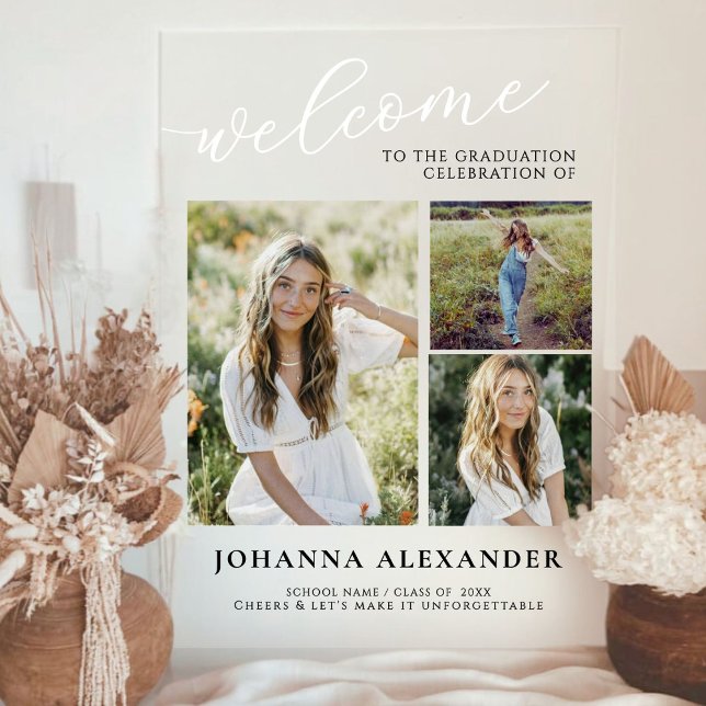 Acrylic Modern 3 Photos Graduation Welcome  Acrylic Sign (Creator Uploaded)