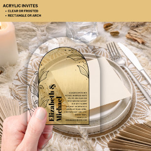 Acrylic Modern Minimalist Simple Bold GOLD Boho Invitations
