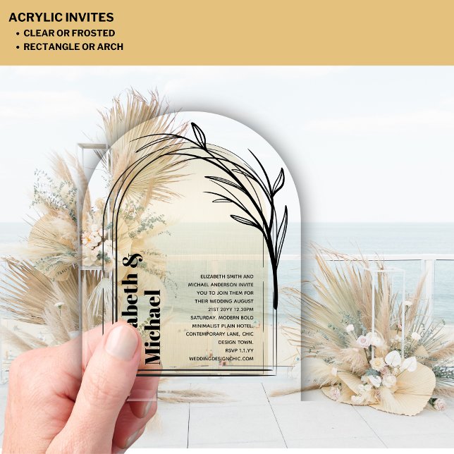 Acrylic Modern Minimalist Simple Bold GOLD Boho Invitations (Creator Uploaded)