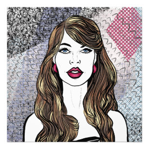 Acrylic Mural Art Portrait of a girl with lo Photo Print
