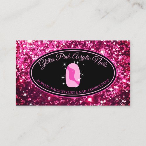 Acrylic Nail Biz Sparkle Glitz Pink Makeup Business Card