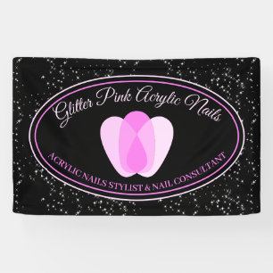 Acrylic Nails Sparkle Pink Makeup Beauty Salon Banner
