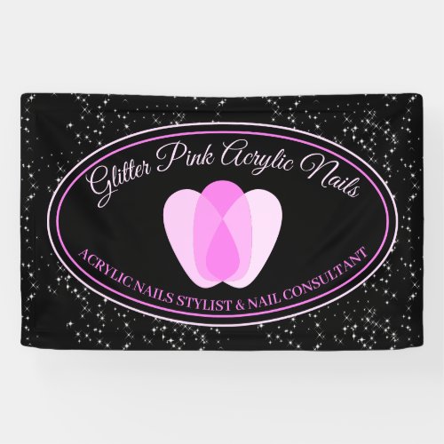 Acrylic Nails Sparkle Pink Makeup Beauty Salon Banner