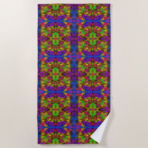 Acrylic Neon Colors Paint Splatter Splash Abstract Beach Towel