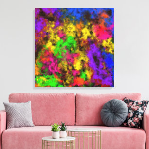 Acrylic Neon Colors Paint Splatter Splash Abstract Canvas Print