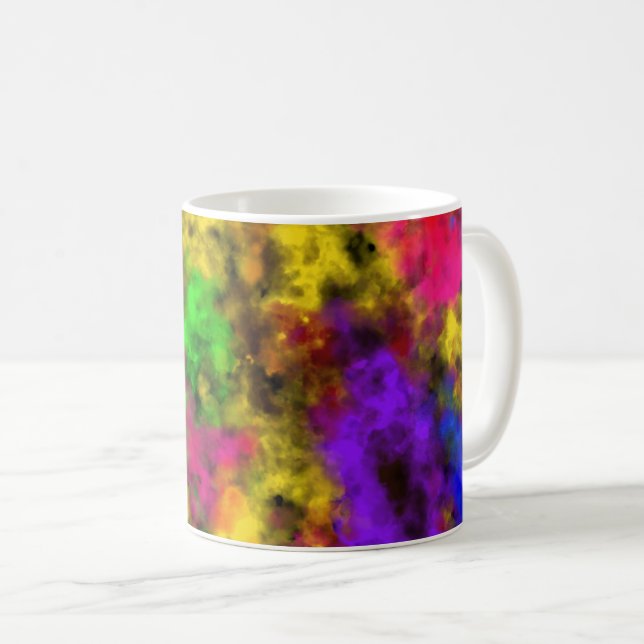 Acrylic Neon Colors Paint Splatter Splash Abstract Coffee Mug (Front Right)