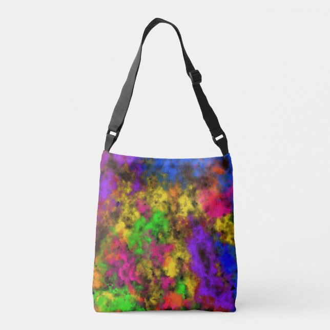 Acrylic Neon Colors Paint Splatter Splash Abstract Crossbody Bag (Back)