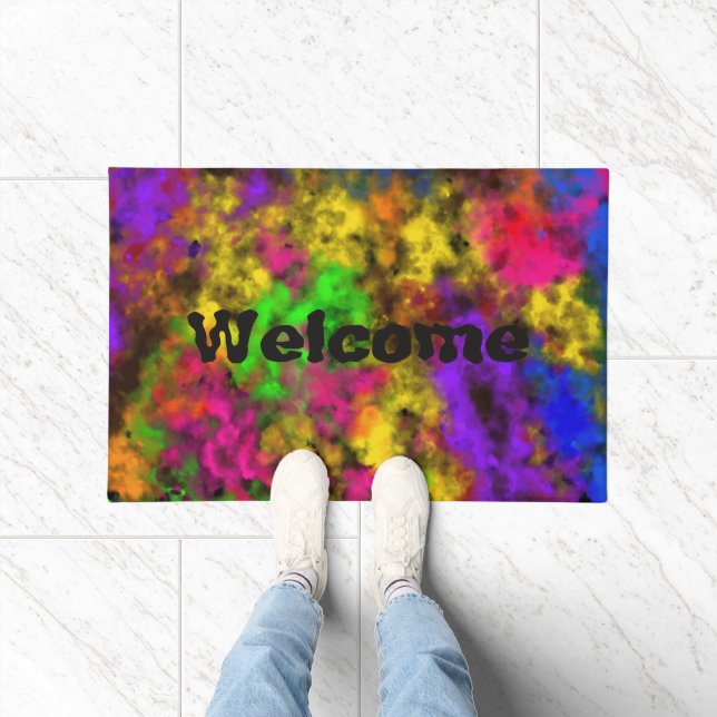 Acrylic Neon Colors Paint Splatter Splash Abstract Doormat (Indoor)