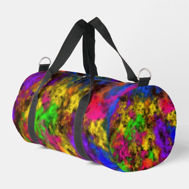 Acrylic Neon Colors Paint Splatter Splash Abstract Duffle Bag (Left Corner)