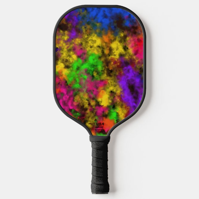Acrylic Neon Colors Paint Splatter Splash Abstract Pickleball Paddle (Front)