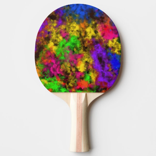 Acrylic Neon Colors Paint Splatter Splash Abstract Ping Pong Paddle (Front)