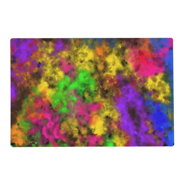 Acrylic Neon Colors Paint Splatter Splash Abstract Placemat (Front)