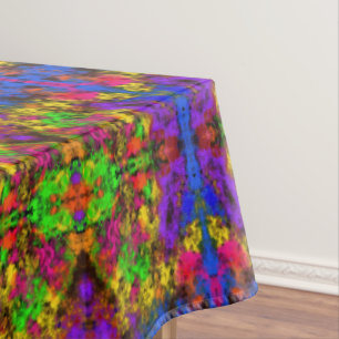 Acrylic Neon Colors Paint Splatter Splash Abstract Tablecloth