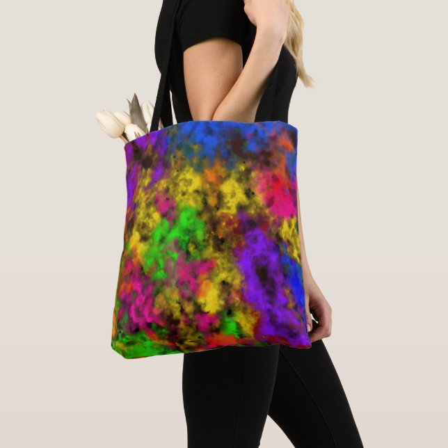 Acrylic Neon Colors Paint Splatter Splash Abstract Tote Bag (Close Up)