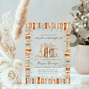Acrylic New Chapter Floral Books Bridal Shower Invitations