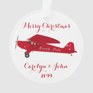 Acrylic North Pole Airplane Christmas Ornament