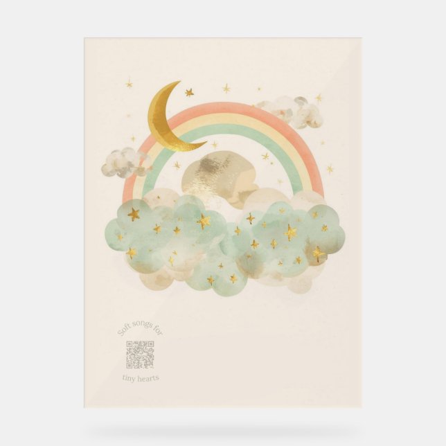 Acrylic Nursery Sign | Watercolor Sleeping Moon (Front)