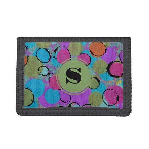 Acrylic Oil Art Bright Colorful Circles Trifold Wallet