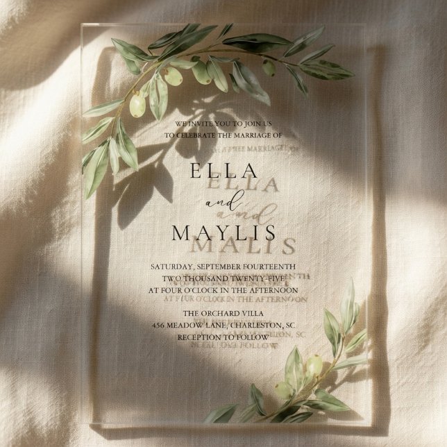 Acrylic Olive Branch Wedding  Invitations (Creator Uploaded)