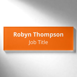 Acrylic Orange Nametag Magnetic High Quality Name Tag