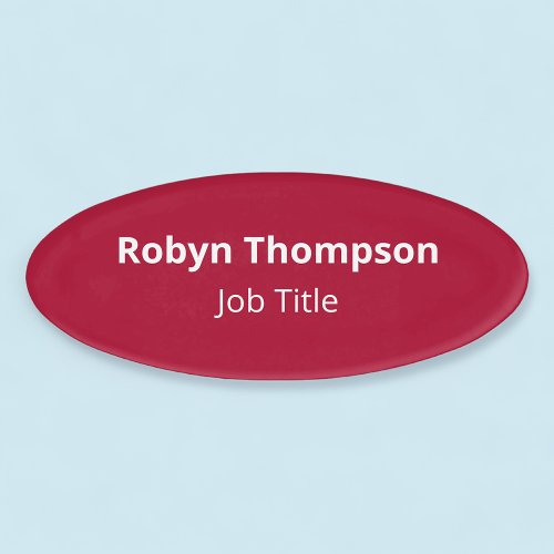 Acrylic Oval Red Name Tag Badge Magnetic or Pin