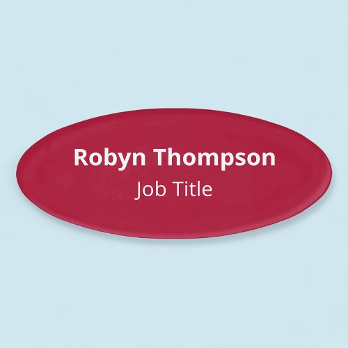 Acrylic Oval Red Nametag Without Logo Pin Magnetic Name Tag