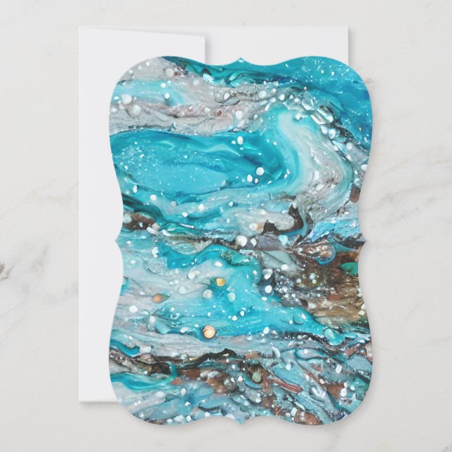 Acrylic Paint Pour Style Ocean Scene  Note Card (Front)