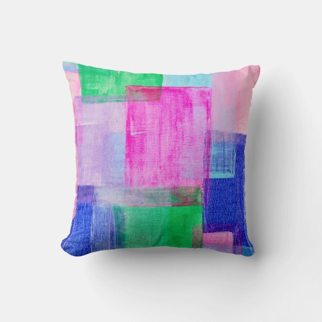Acrylic paint smears, colorful abstract. throw pillow (Front)