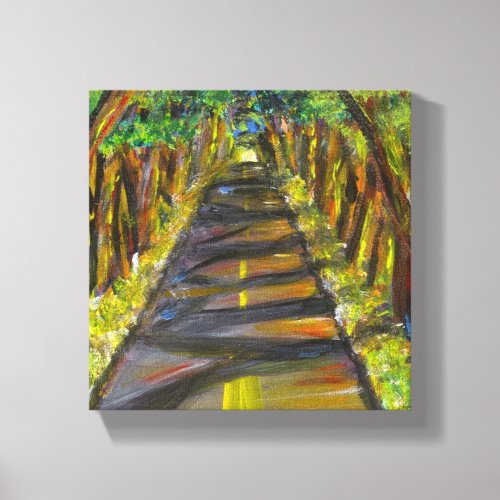 Acrylic painting of tunnel of trees in Kauai Canvas Print
