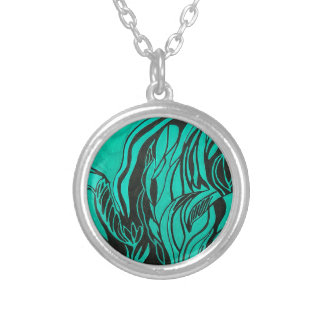 Acrylic Painting Silver Plated Necklace