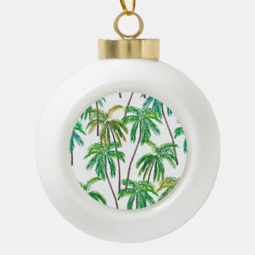 Acrylic Palms Summer Textile Texture Ceramic Ball Christmas Ornament