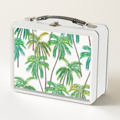 Acrylic Palms Summer Textile Texture Metal Lunch Box