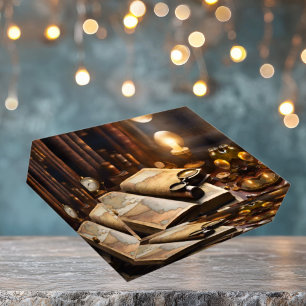 Acrylic Paperweight Vintage Style Library