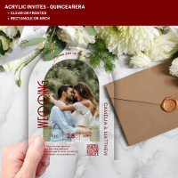 ACRYLIC Photo Wedding Invite Modern QR Code RSVP Acrylic Invitations