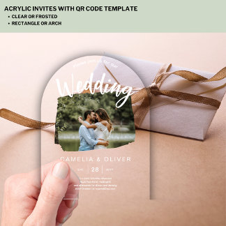 ACRYLIC Photo Wedding Invite Modern Rustic ARCH Acrylic Invitations
