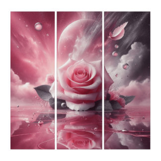 Acrylic pink flower timeless elegance wall art
