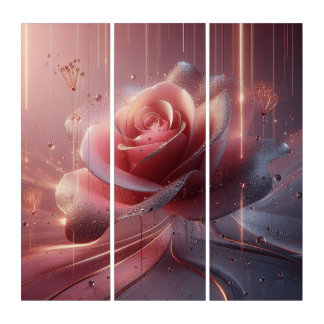 Acrylic pink rose timeless elegance wall art