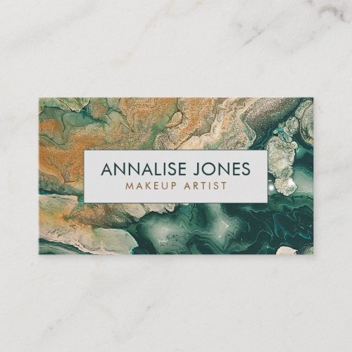 Acrylic pour abstract Emerald coastline   Business Business Card