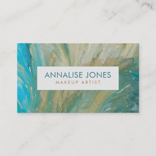 Acrylic pour abstract Emerald coastline   Business Card