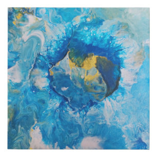Acrylic pour Abstract painting - Ocean Foam Faux Canvas Print