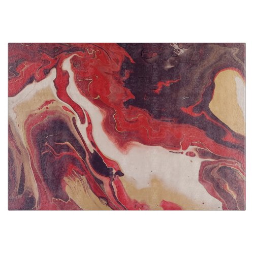 Acrylic pour abstract Red and mahogany Cutting Board