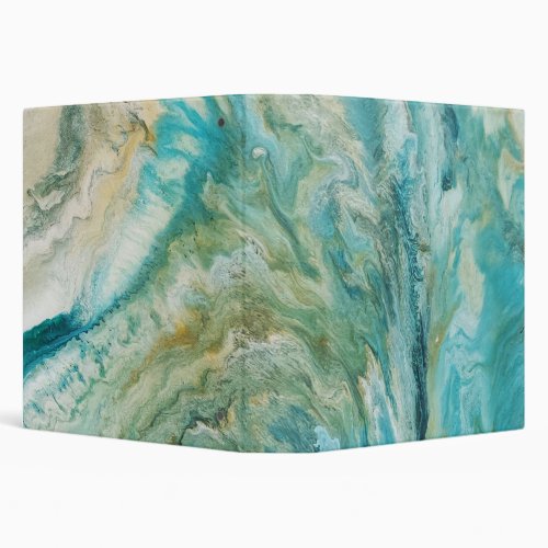 Acrylic pour abstract turquoise coast 3 ring binder