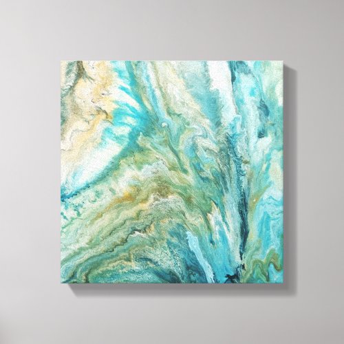 Acrylic pour abstract turquoise coast canvas print