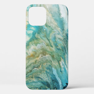 Acrylic pour abstract turquoise coast iPhone 12 case