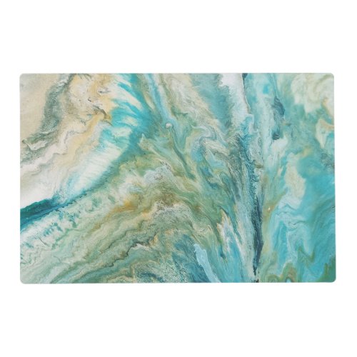 Acrylic pour abstract turquoise coast placemat