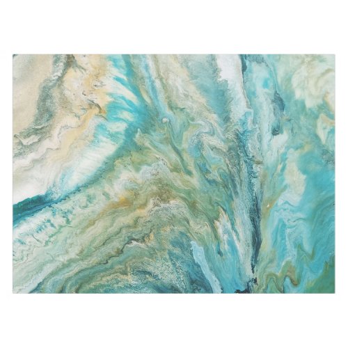 Acrylic pour abstract turquoise coast tablecloth
