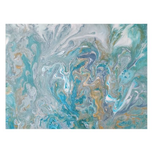 Acrylic pour abstract turquoise coast tablecloth